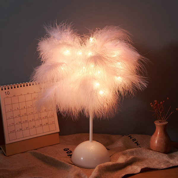 Feather Lamp Nordic Desk Lamp European-Style Bedroom Bedside Feather Table Lamp Night Light Table Lamp Decoration Modern - Image 5