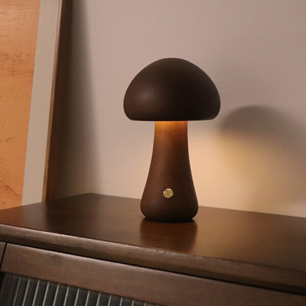 INS Wooden Cute Mushroom LED Night Light With Touch Switch  Bedside Table Lamp For Bedroom Childrens Room Sleeping Night Lamps Home Decor - Image 8