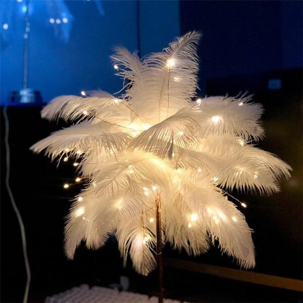 Feather Lamp Nordic Desk Lamp European-Style Bedroom Bedside Feather Table Lamp Night Light Table Lamp Decoration Modern - Image 2