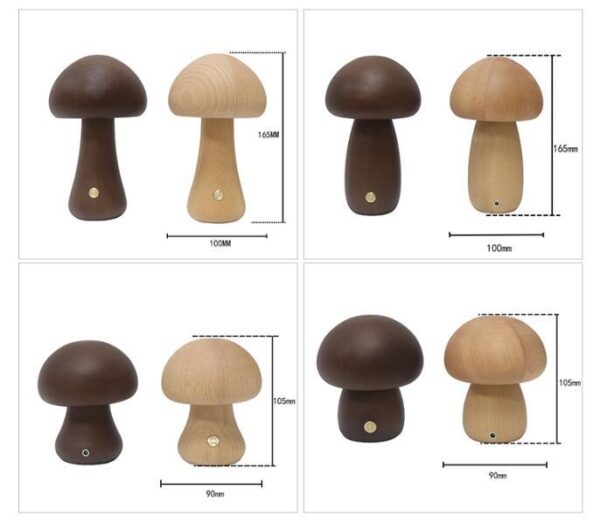 INS Wooden Cute Mushroom LED Night Light With Touch Switch  Bedside Table Lamp For Bedroom Childrens Room Sleeping Night Lamps Home Decor - Image 3