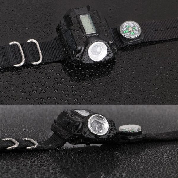 LED watch flashlight flashlight portable light USB charging 4 mode light tactical flashlight time display with compass - Image 8