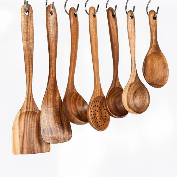 Teak Natural Wood Tableware Spoon Ladle Turner Rice Colander Soup Skimmer Cooking Tool Sets Spoon Scoop Kitchen Tools Gadgets - Image 10