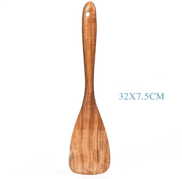 Teak Natural Wood Tableware Spoon Ladle Turner Rice Colander Soup Skimmer Cooking Tool Sets Spoon Scoop Kitchen Tools Gadgets - Image 8