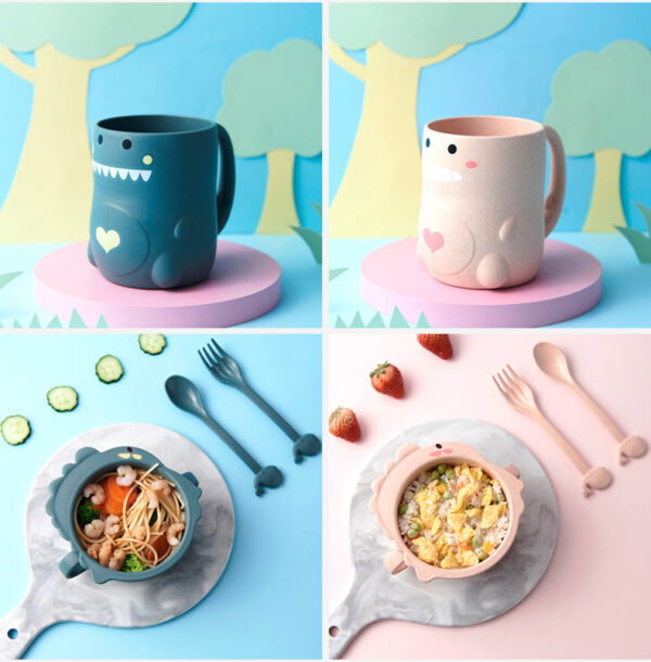 Set Baby Cartoon Dinosaur Tableware Childrens Dinnerware Set - Image 4