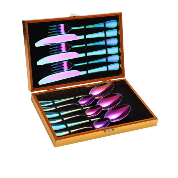 Stainless Steel Steak Cutlery Set Western Cutlery Cutlery Set Gift Box Wooden Box Cutlery - Image 2