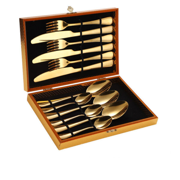 Stainless Steel Steak Cutlery Set Western Cutlery Cutlery Set Gift Box Wooden Box Cutlery - Image 4