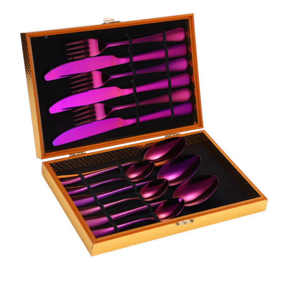 Stainless Steel Steak Cutlery Set Western Cutlery Cutlery Set Gift Box Wooden Box Cutlery - Image 3