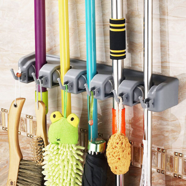 Plastic Mop Hook Wall Hanging Multifunctional Card Holder Drop Mop Rack Bathroom Broom Hanger - Image 5