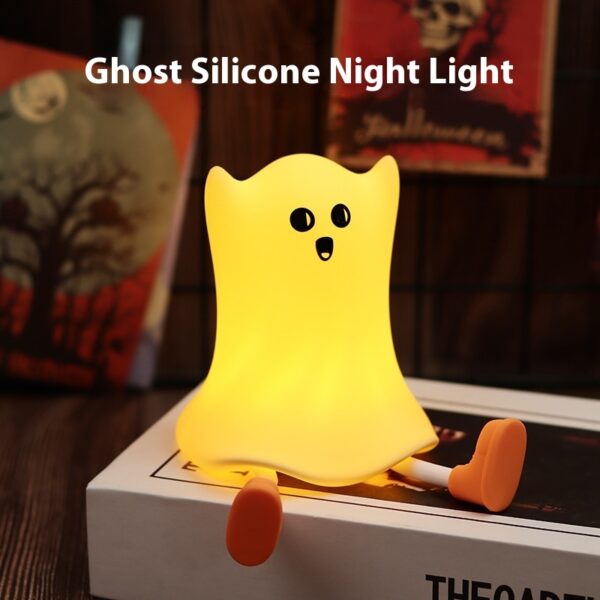 Halloween Silicone Ghost Shaped Bedside Lamp With Touch Control Soft Glow For Water-resistant Decoration - Image 4