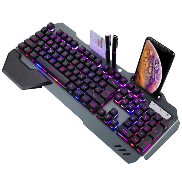 ErgonomicWired Gaming Keyboard with RGB Backlight Phone Holder - Image 4