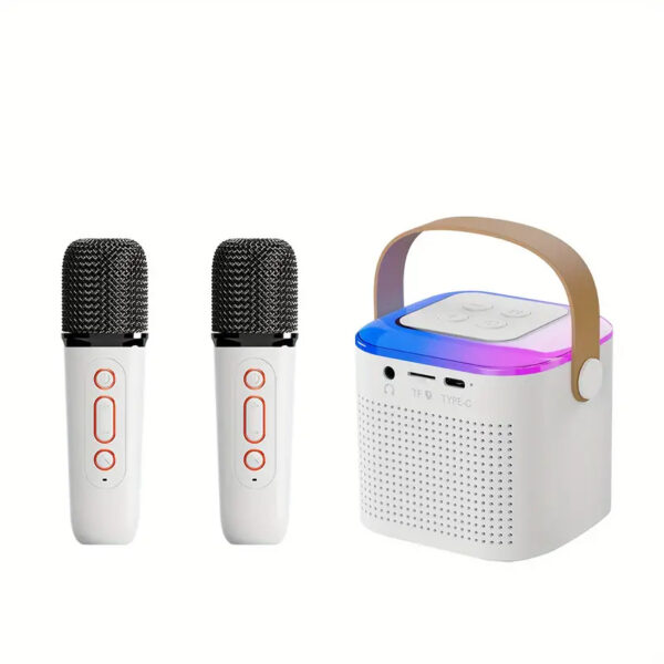 Microphone Karaoke Machine Bluetooth-compatible Speaker With 2 Wireless Mic RGB Light Home Family Singing Speaker - Image 6