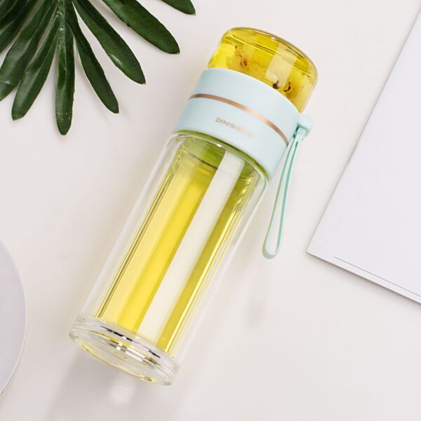 Glass Water Bottle With Tea Infuser Filter Tea Separation Double Wall Glass Bottle Leakproof Water Bottle - Image 2