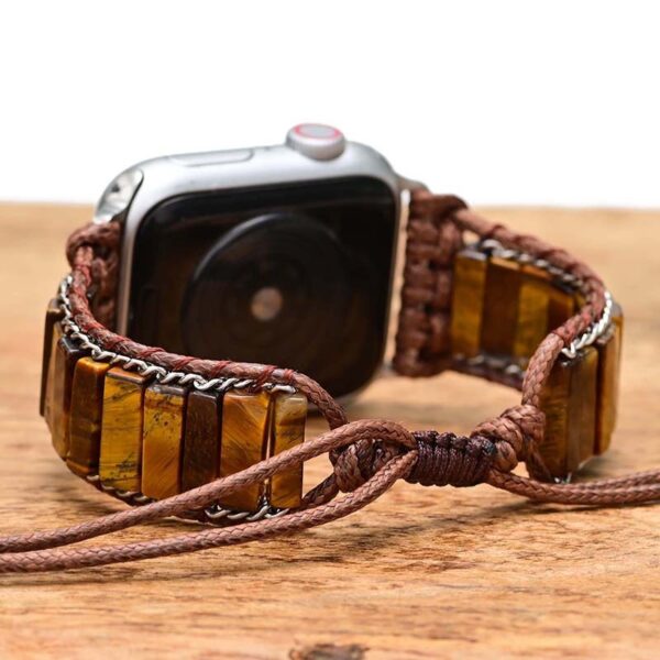 Rectangular Tiger Eye Stone ChainMen's Fashion Heroism Watch Strap Bracelet - Image 4