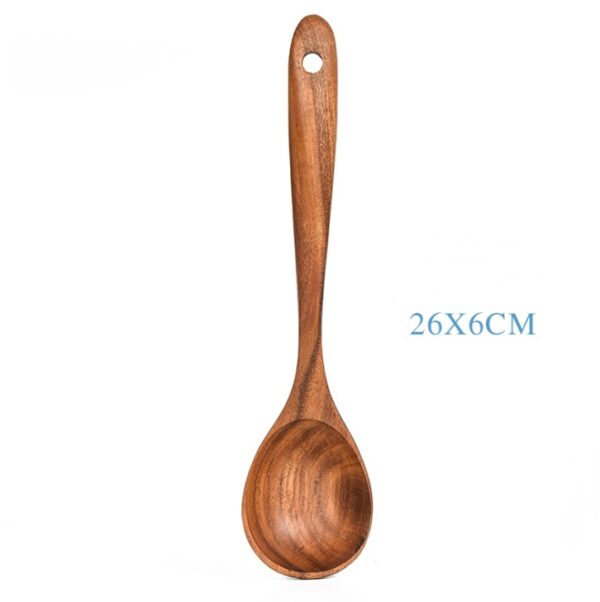 Teak Natural Wood Tableware Spoon Ladle Turner Rice Colander Soup Skimmer Cooking Tool Sets Spoon Scoop Kitchen Tools Gadgets - Image 5