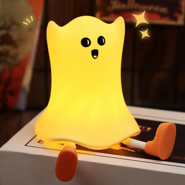 Halloween Silicone Ghost Shaped Bedside Lamp With Touch Control Soft Glow For Water-resistant Decoration - Image 6