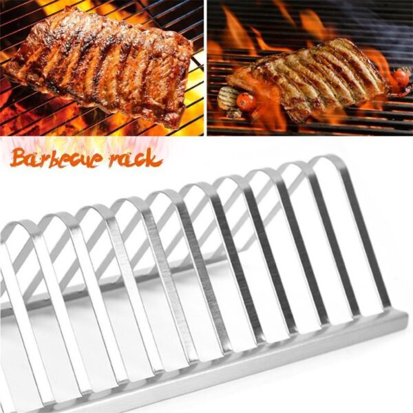 Stainless Steel Barbecue Grill Holder Smoking Rib Racks Grilling BBQ Accessories Outdoor Roasting Stand Picnic Utensil - Image 3