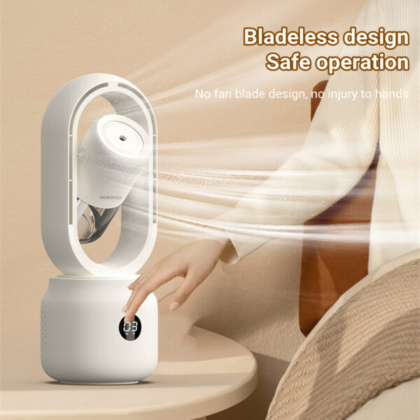 Summer Water Cooled Spray Mist Electric Fan USB Rechargeable Portable Wireless Air Humidifier Bladeless Ventilator Table Fan - Image 2