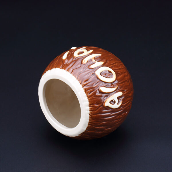 Hawaiian Coconut Ceramic Tiki Personality Cocktail Glass - Image 4