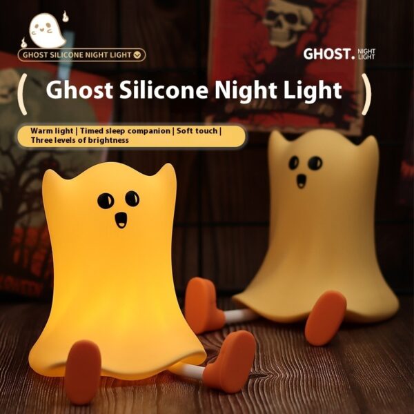 Halloween Silicone Ghost Shaped Bedside Lamp With Touch Control Soft Glow For Water-resistant Decoration - Image 5