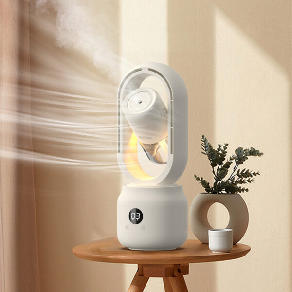 Summer Water Cooled Spray Mist Electric Fan USB Rechargeable Portable Wireless Air Humidifier Bladeless Ventilator Table Fan - Image 6