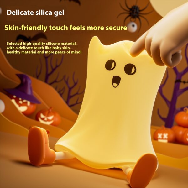 Halloween Silicone Ghost Shaped Bedside Lamp With Touch Control Soft Glow For Water-resistant Decoration - Image 7