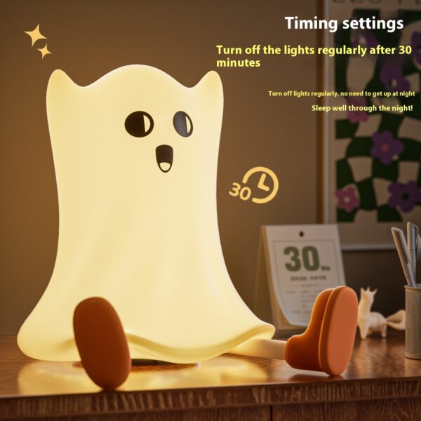 Halloween Silicone Ghost Shaped Bedside Lamp With Touch Control Soft Glow For Water-resistant Decoration - Image 3