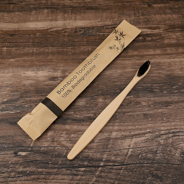 Flat Bamboo Toothbrush Kraft Paper Bag Toothbrush - Image 2
