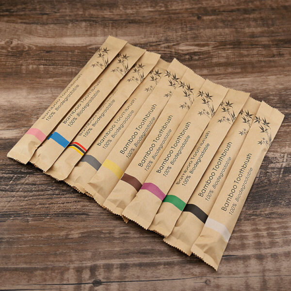 Flat Bamboo Toothbrush Kraft Paper Bag Toothbrush - Image 5