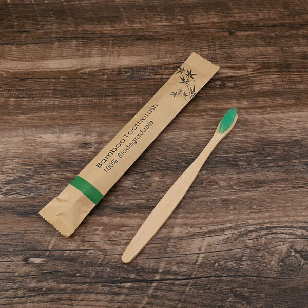 Flat Bamboo Toothbrush Kraft Paper Bag Toothbrush - Image 3