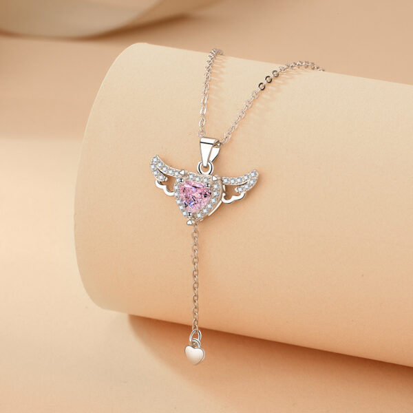 Moving Cupid Heart Angel Wings Tassel Necklace - Image 10