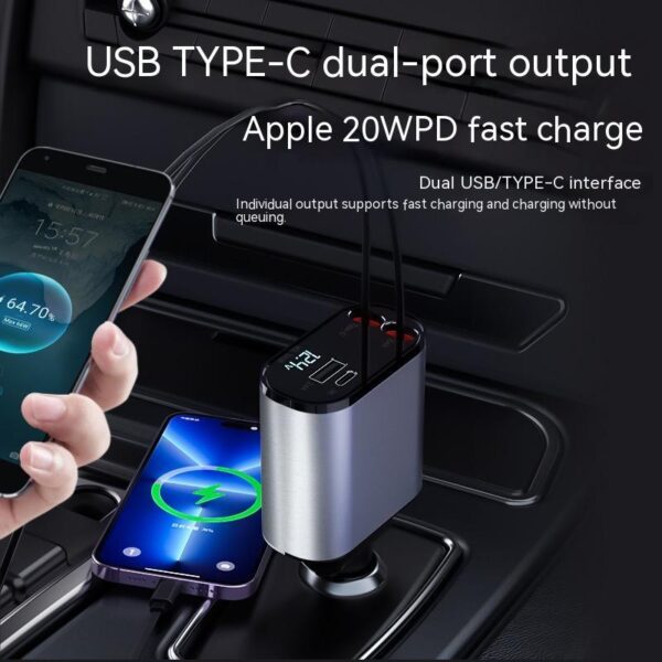 Metal Car Charger 100W Super Fast Charging - Image 3